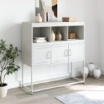 vidaXL Komoda biela 100,5x39x107 cm oceľ – Obrázok 3