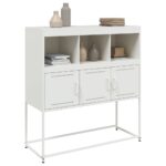 vidaXL Komoda biela 100,5x39x107 cm oceľ – Obrázok 4
