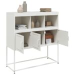 vidaXL Komoda biela 100,5x39x107 cm oceľ – Obrázok 5