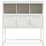 vidaXL Komoda biela 100,5x39x107 cm oceľ – Obrázok 6
