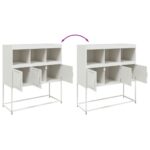 vidaXL Komoda biela 100,5x39x107 cm oceľ – Obrázok 9