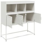 vidaXL Komoda biela 100,5x39x107 cm oceľ – Obrázok 10