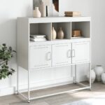 vidaXL Komoda biela 100,5x39x107 cm oceľ