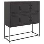 vidaXL Komoda čierna 100,5x39x107 cm oceľ – Obrázok 2
