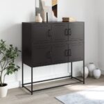vidaXL Komoda čierna 100,5x39x107 cm oceľ – Obrázok 3