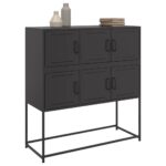 vidaXL Komoda čierna 100,5x39x107 cm oceľ – Obrázok 4