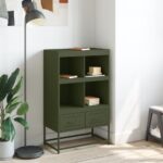 vidaXL Vysoká skrinka olivovozelená 68,5x39x111,5 cm oceľ – Obrázok 3