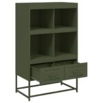 vidaXL Vysoká skrinka olivovozelená 68,5x39x111,5 cm oceľ – Obrázok 8