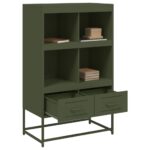 vidaXL Vysoká skrinka olivovozelená 68,5x39x111,5 cm oceľ – Obrázok 9