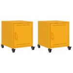 vidaXL Nočné stolíky 2 ks horčicovožlté 36x39x43,5 cm oceľ – Obrázok 2