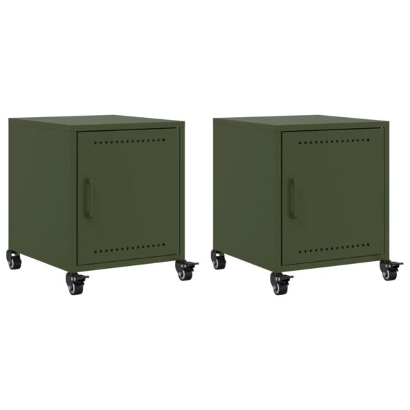 vidaXL Nočné stolíky 2 ks olivovozelené 36x39x43,5 cm oceľ – Obrázok 2