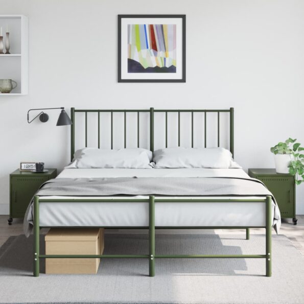 vidaXL Nočné stolíky 2 ks olivovozelené 36x39x43,5 cm oceľ – Obrázok 3