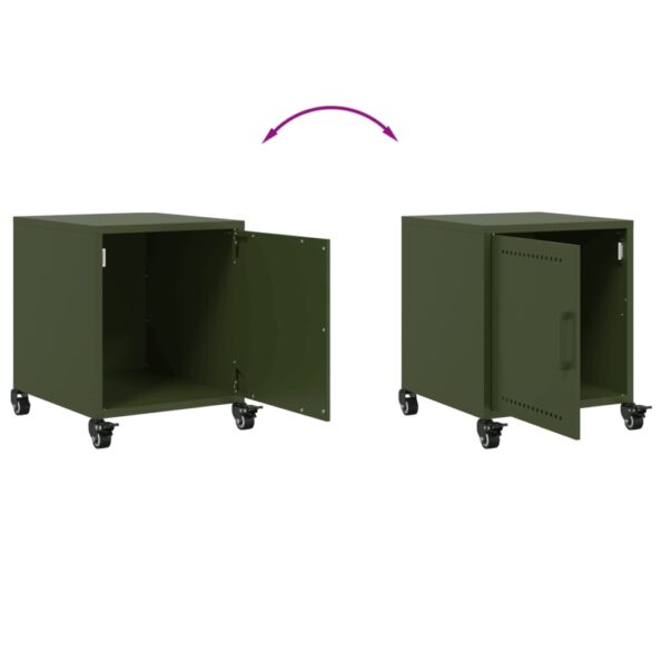 vidaXL Nočné stolíky 2 ks olivovozelené 36x39x43,5 cm oceľ – Obrázok 9