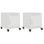 vidaXL Nočné stolíky 2 ks biele 36x39x43,5 cm oceľ – Obrázok 2