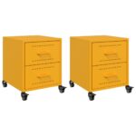 vidaXL Nočné stolíky 2 ks horčicovožlté 36x39x43,5 cm oceľ – Obrázok 2