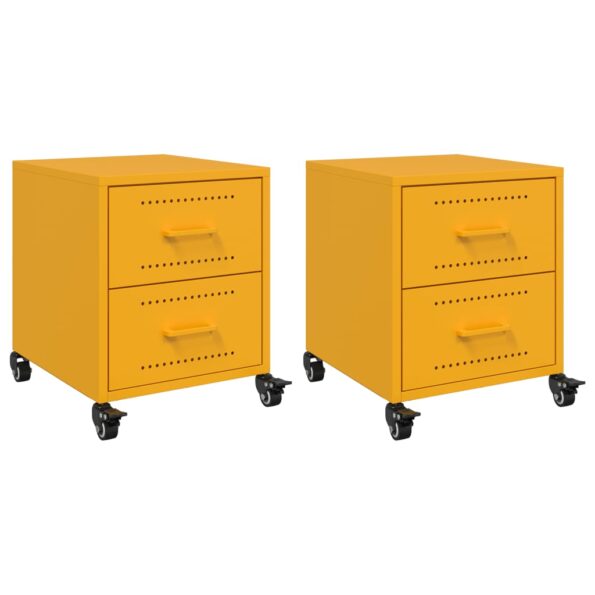 vidaXL Nočné stolíky 2 ks horčicovožlté 36x39x43,5 cm oceľ – Obrázok 2