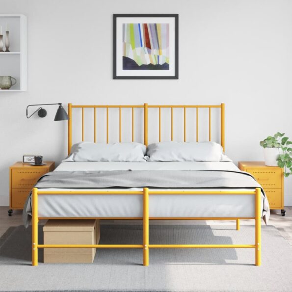 vidaXL Nočné stolíky 2 ks horčicovožlté 36x39x43,5 cm oceľ – Obrázok 3