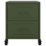 vidaXL Nočné stolíky 2 ks olivovozelené 36x39x43,5 cm oceľ – Obrázok 5