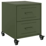 vidaXL Nočné stolíky 2 ks olivovozelené 36x39x43,5 cm oceľ – Obrázok 6
