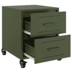vidaXL Nočné stolíky 2 ks olivovozelené 36x39x43,5 cm oceľ – Obrázok 9