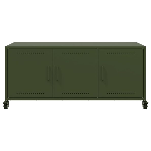 vidaXL TV skrinka olivovozelená 100,5x39x43,5 cm oceľ – Obrázok 6