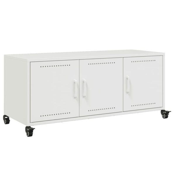 VXL8721102635328_a_en_hd_1.jpg vidaXL TV skrinka biela 100,5x39x43,5 cm oceľ valcovaná za studena – Obrázok 2