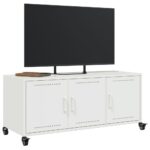 vidaXL TV skrinka biela 100,5x39x43,5 cm oceľ valcovaná za studena – Obrázok 5