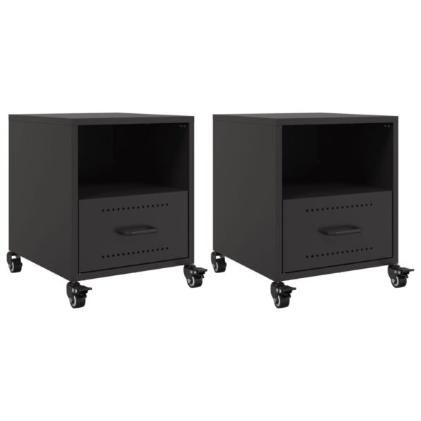 vidaXL Nočné stolíky 2 ks čierne 36x39x43,5 cm oceľ – Obrázok 2