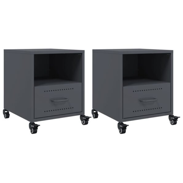 vidaXL Nočné stolíky 2 ks antracitové 36x39x43,5 cm oceľ – Obrázok 2