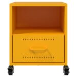 vidaXL Nočný stolík horčicovožltý 36x39x43,5 cm oceľ – Obrázok 6