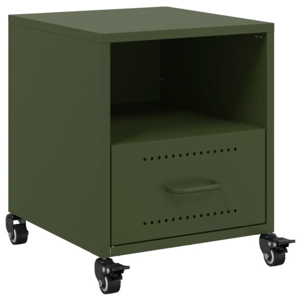 vidaXL Nočný stolík olivovozelený 36x39x43,5 cm oceľ – Obrázok 2