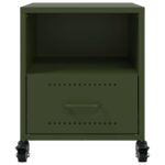 vidaXL Nočný stolík olivovozelený 36x39x43,5 cm oceľ – Obrázok 6