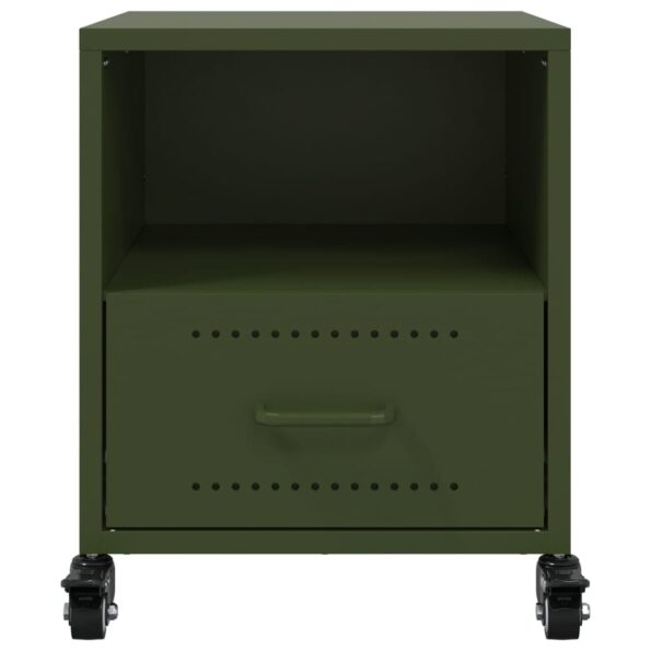 vidaXL Nočný stolík olivovozelený 36x39x43,5 cm oceľ – Obrázok 6