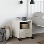 vidaXL Nočný stolík biely 36x39x43,5 cm oceľ – Obrázok 3