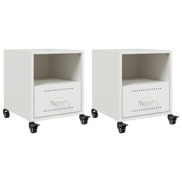 vidaXL Nočné stolíky 2 ks biele 36x39x43,5 cm oceľ – Obrázok 2