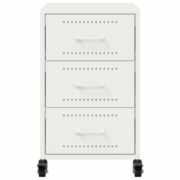 vidaXL Nočný stolík biely 36x39x59 cm oceľ – Obrázok 6