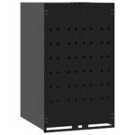 vidaXL Úložisko na 1 kôš na kolieskach čierne 69x79x117 cm oceľ – Obrázok 2