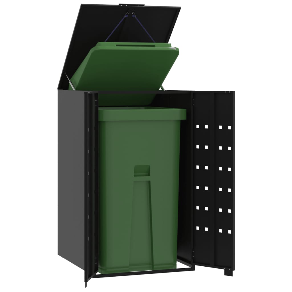 VXL8721102636394_m_en_hd_1.jpg vidaXL Úložisko na 1 kôš na kolieskach čierne 69x79x117 cm oceľ – Obrázok 1