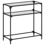 vidaXL Konferenčný stolík priehľadná sklenená doska 80x35x81 cm oceľ – Obrázok 2