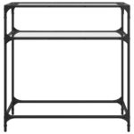 vidaXL Konferenčný stolík priehľadná sklenená doska 80x35x81 cm oceľ – Obrázok 4