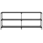 vidaXL Konzolový stolík s čiernou sklenenou doskou 194,5x30x81 cm oceľ – Obrázok 4