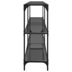 vidaXL Konzolový stolík s čiernou sklenenou doskou 194,5x30x81 cm oceľ – Obrázok 5