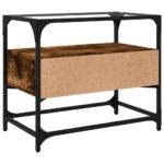 vidaXL TV skrinka sklenená doska dymový dub 60x35x51 cm kompoz. drevo – Obrázok 6