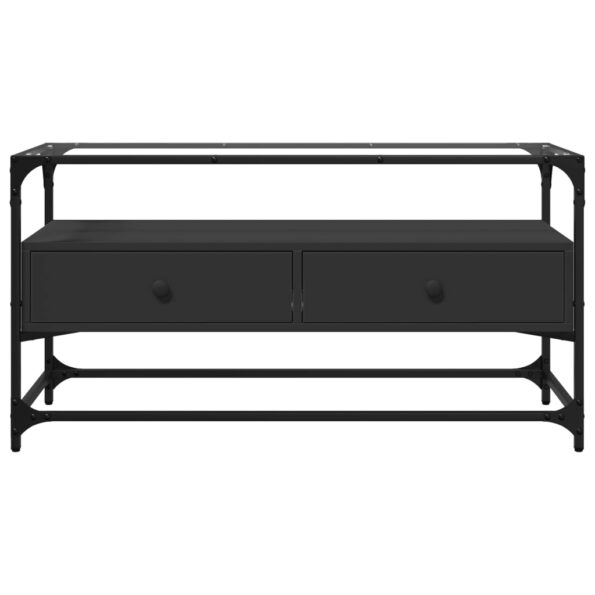 vidaXL TV skrinka sklenená doska čierna 98x35x51 cm kompozitné drevo – Obrázok 4