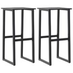 vidaXL Barové stoličky 2 ks, čierne 38x38x80 cm, práškovaná oceľ – Obrázok 2