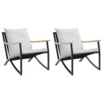 vidaXL Záhradné stoličky s vankúšmi 2 ks čierne oceľ – Obrázok 2