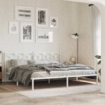 vidaXL Kovové čelo postele biele 200 cm – Obrázok 3