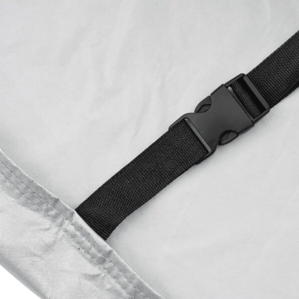 vidaXL Plachta na auto pre sedan s popruhmi plná strieborná XL PEVA – Obrázok 9