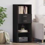 vidaXL Vysoká skrinka čierna 50x42,5x124 cm kompozitné drevo