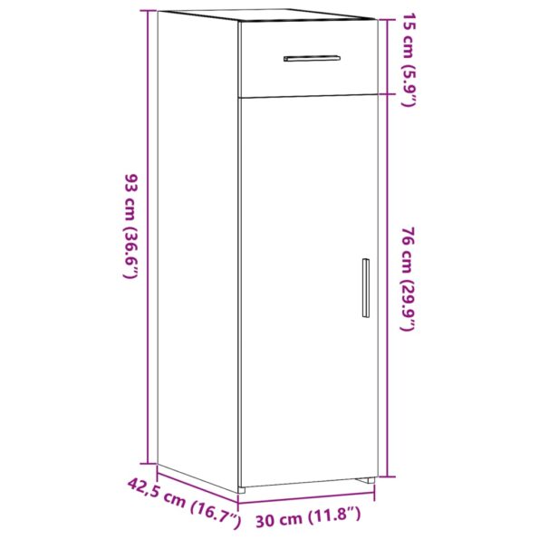vidaXL Komoda biela 30x42,5x93 cm kompozitné drevo – Obrázok 11